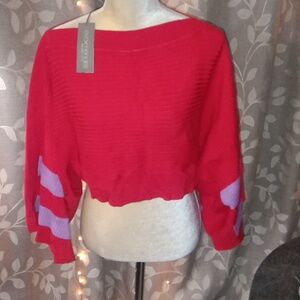 Eva Mendes XS/S Red & Purple Crop Sweater